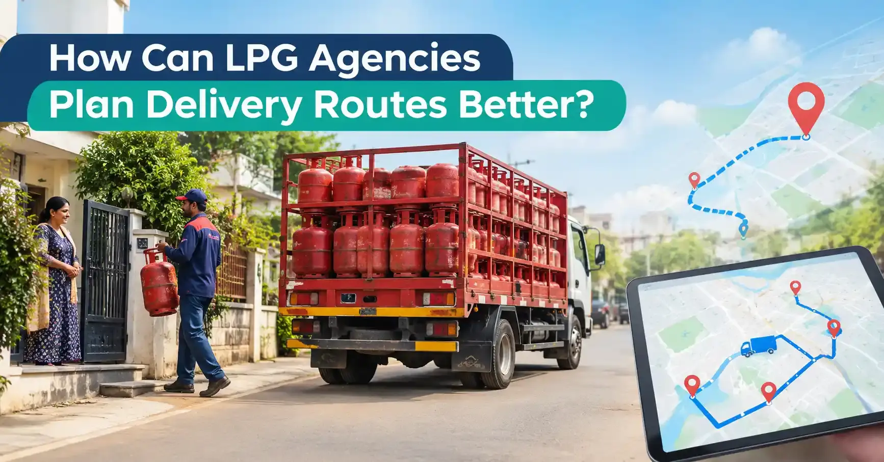 LPG delivery route planning with delivery truck and route map